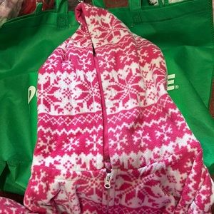 Girls long sleeve pink snowflake onesie